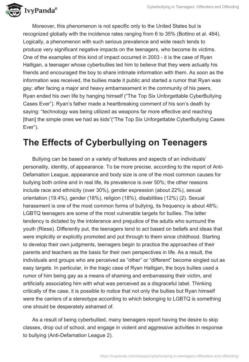 Cyberbullying in Teenagers: Offenders and Offending. Page 3