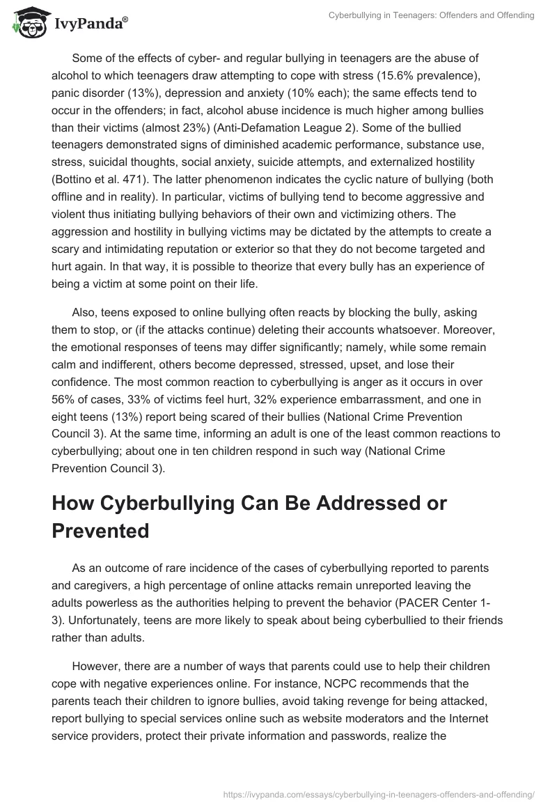 Cyberbullying in Teenagers: Offenders and Offending. Page 4