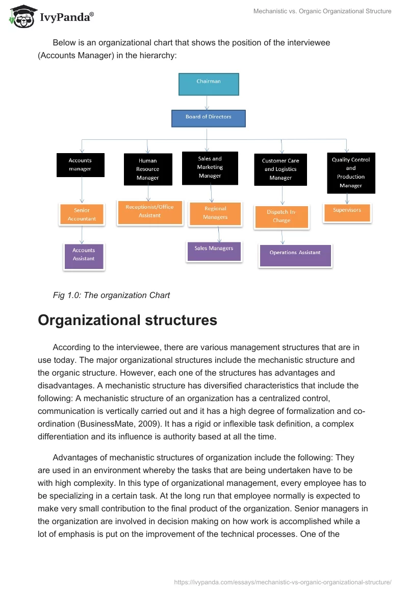 Mechanistic vs. Organic Organizational Structure. Page 2