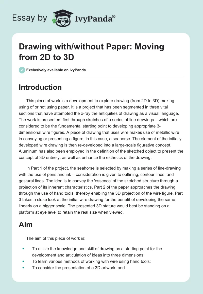 Drawing with/without Paper: Moving from 2D to 3D. Page 1