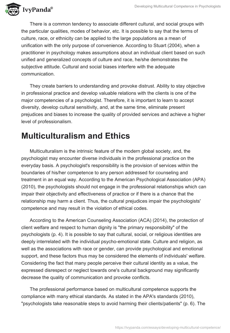 Developing Multicultural Competence in Psychologists. Page 2