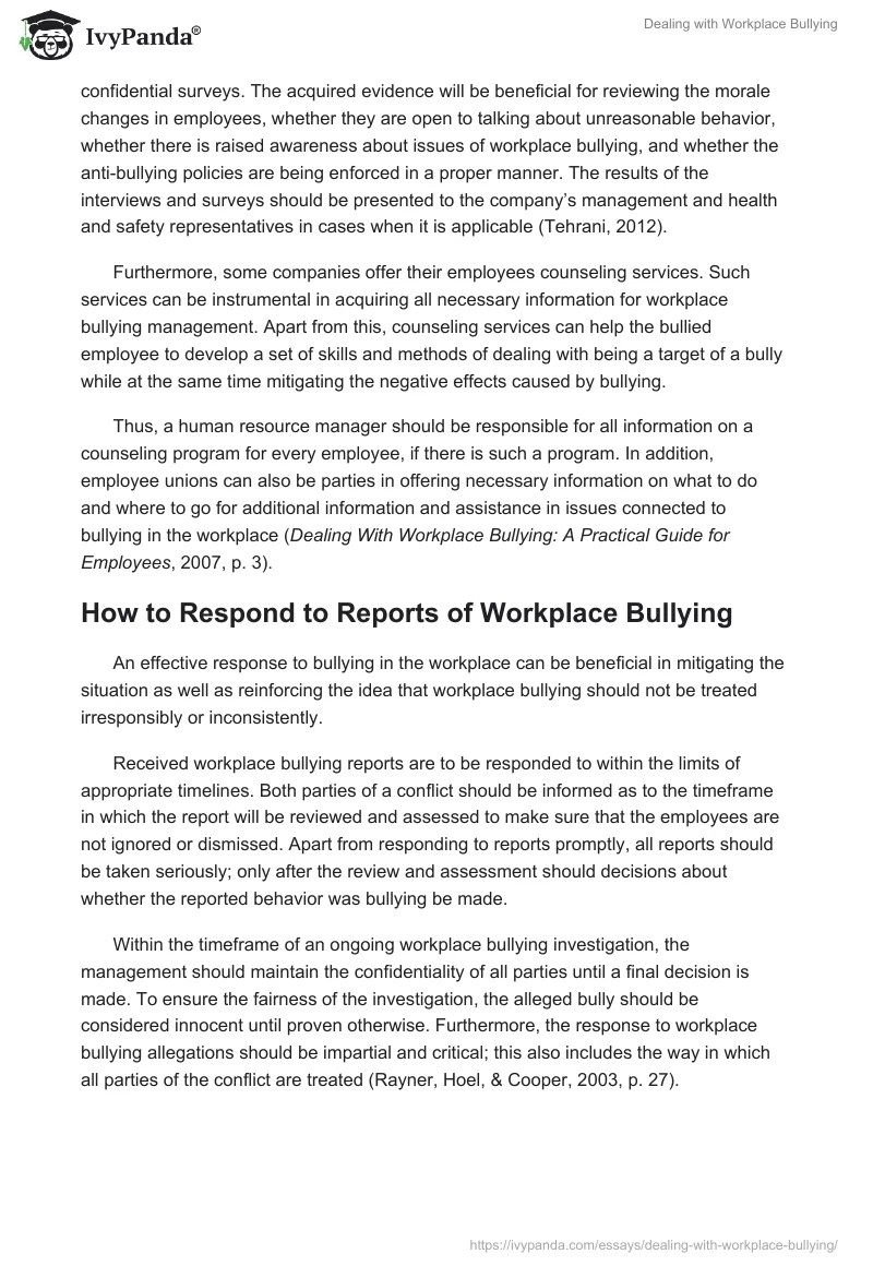 Dealing With Workplace Bullying. Page 3