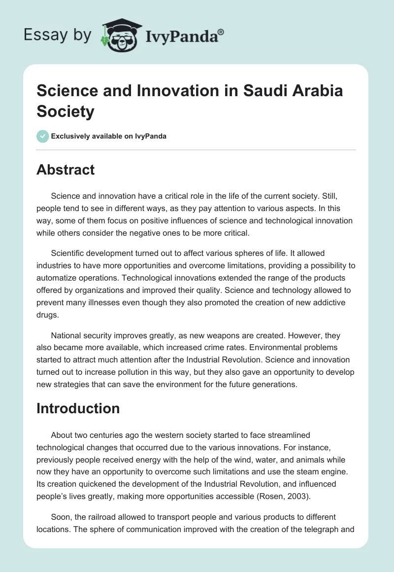 Science and Innovation in Saudi Arabia Society. Page 1