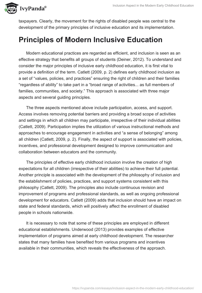 Inclusion Aspect in the Modern Early Childhood Education. Page 2