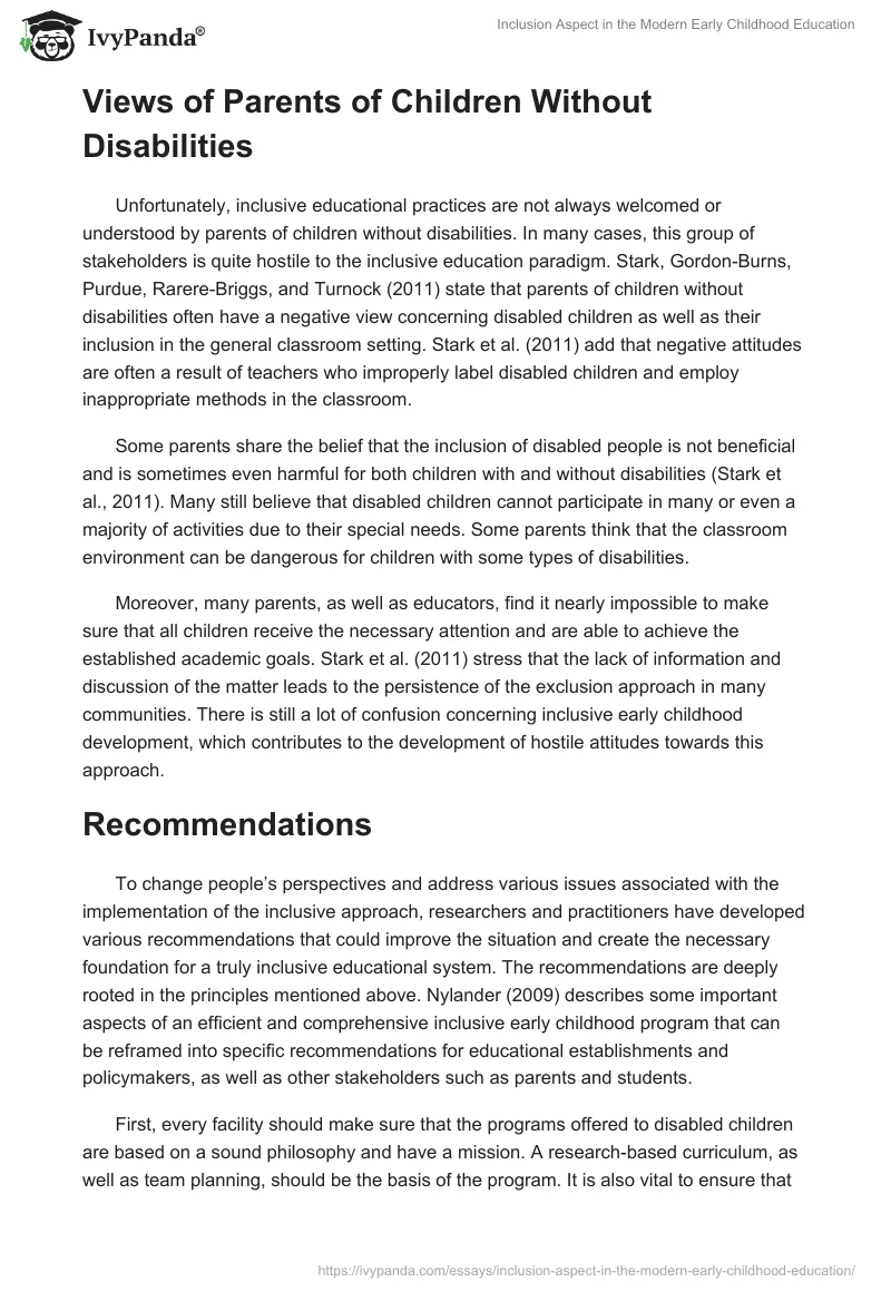 Inclusion Aspect in the Modern Early Childhood Education. Page 3