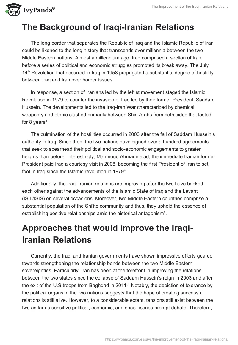 The Improvement of the Iraqi-Iranian Relations. Page 2
