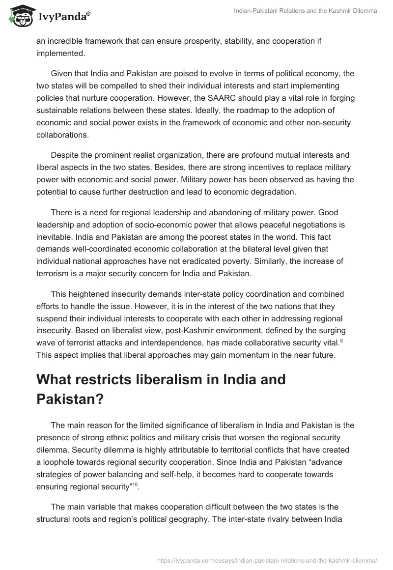 Indian-Pakistani Relations and the Kashmir Dilemma. Page 5
