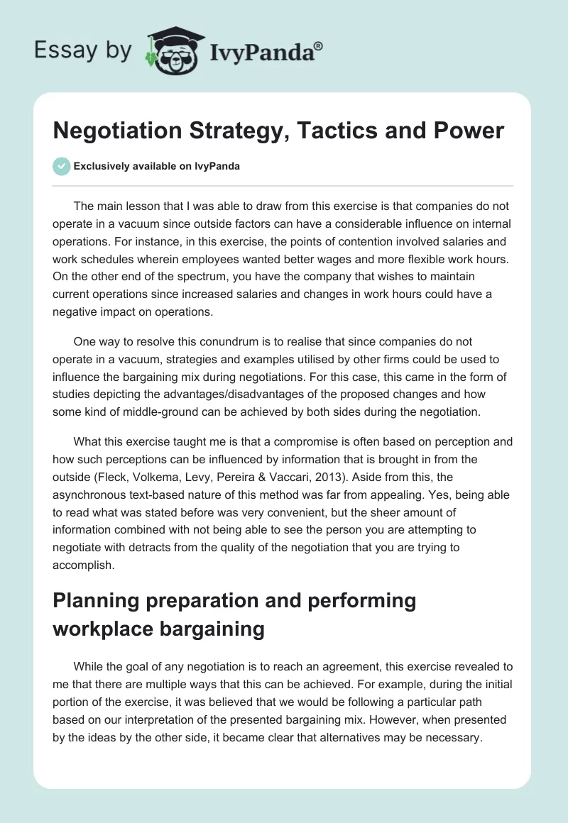 Negotiation Strategy, Tactics and Power. Page 1