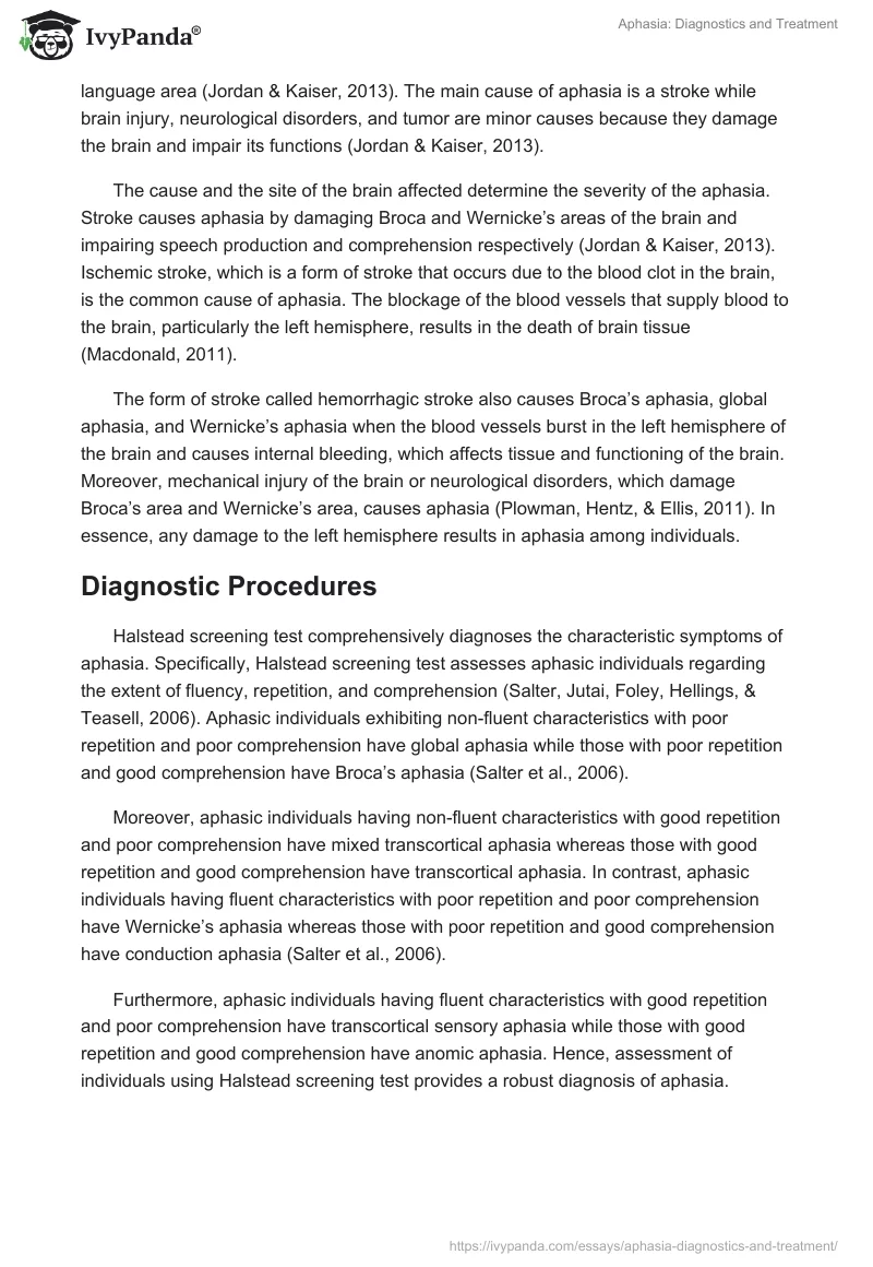 Aphasia: Diagnostics and Treatment. Page 2