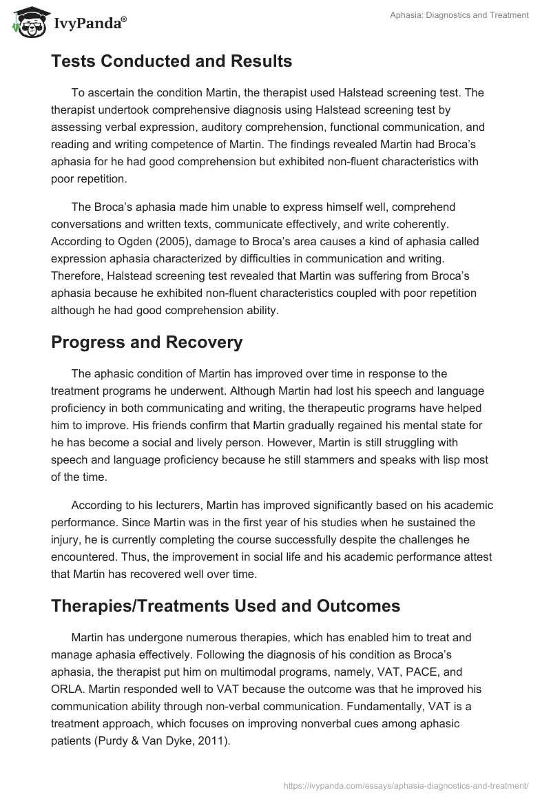 Aphasia: Diagnostics and Treatment. Page 5