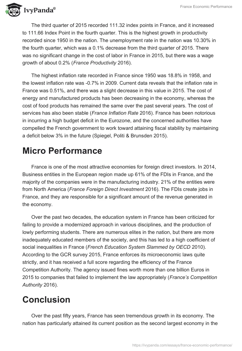 France Economic Performance. Page 2