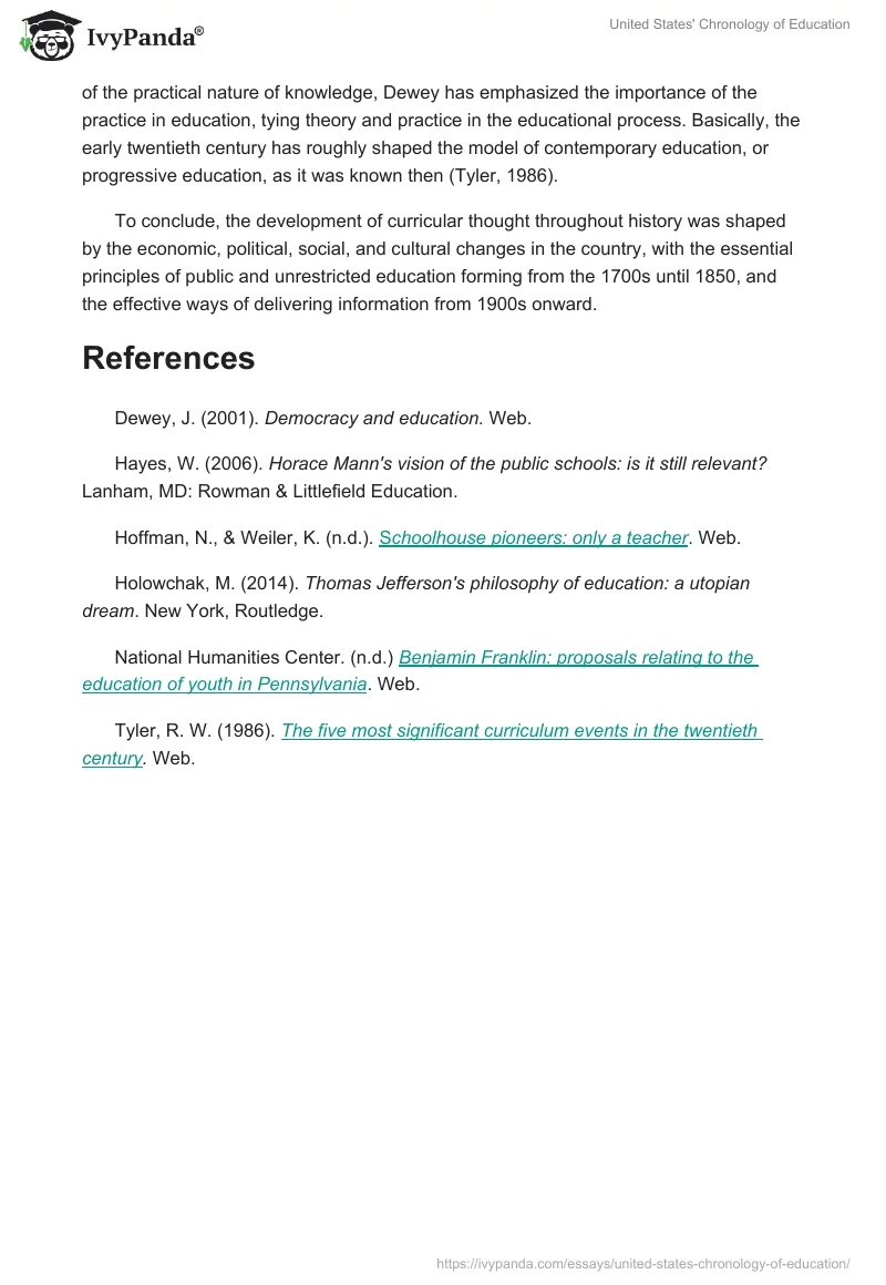 United States' Chronology of Education. Page 3
