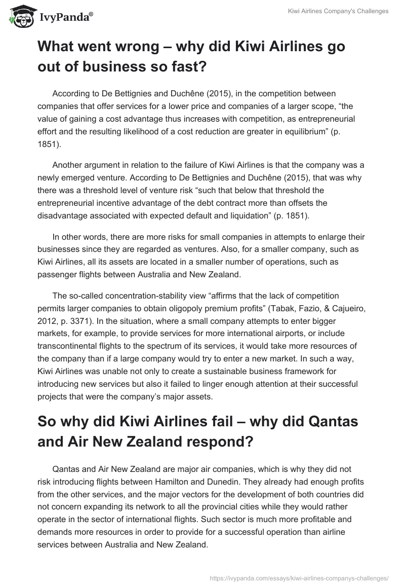 Kiwi Airlines Company's Challenges. Page 2