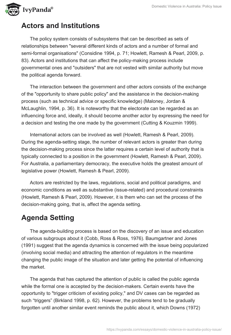 Domestic Violence in Australia: Policy Issue. Page 5