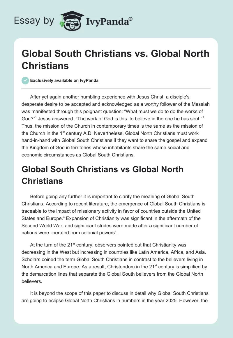 Global South Christians vs. Global North Christians. Page 1