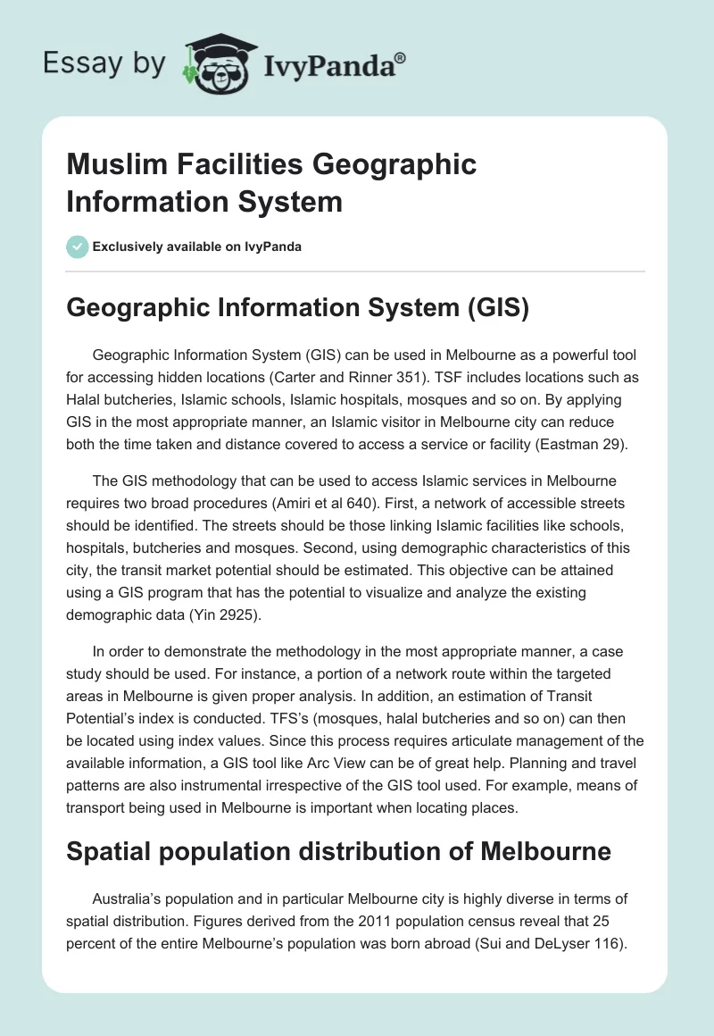 Muslim Facilities Geographic Information System. Page 1