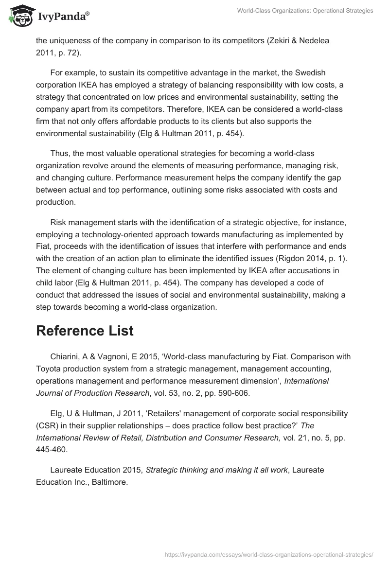 World-Class Organizations: Operational Strategies. Page 2