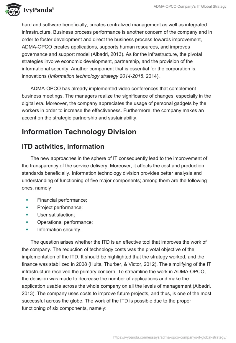 ADMA-OPCO Company's IT Global Strategy. Page 3