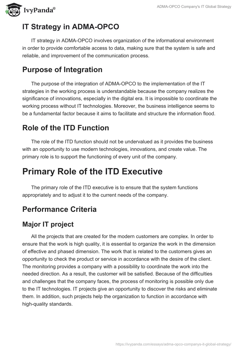 ADMA-OPCO Company's IT Global Strategy. Page 5