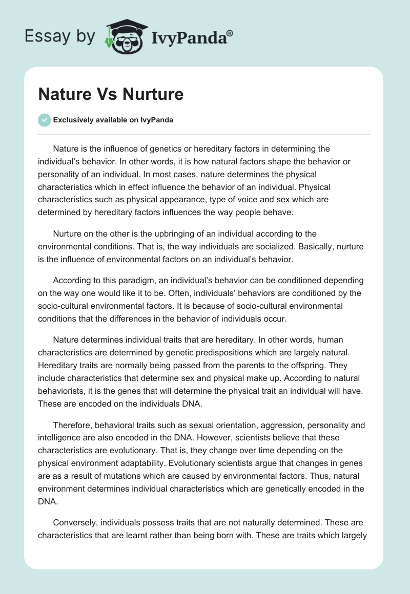 nature vs nurture language acquisition essays