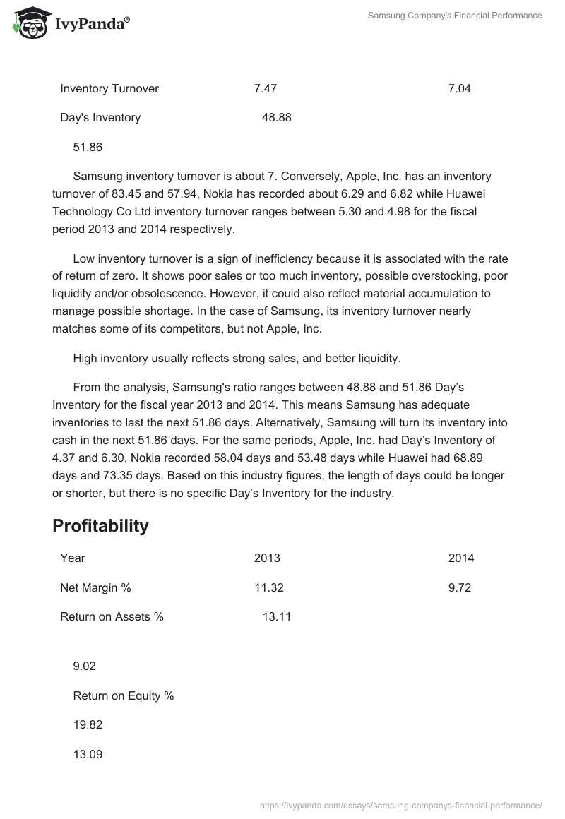 Samsung Company's Financial Performance. Page 4