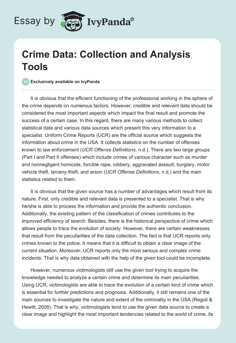 Crime Data: Collection and Analysis Tools. Page 1