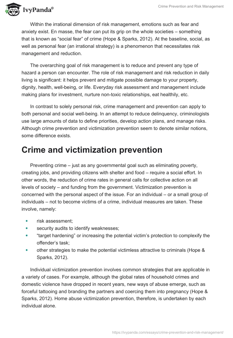 Crime Prevention and Risk Management. Page 2