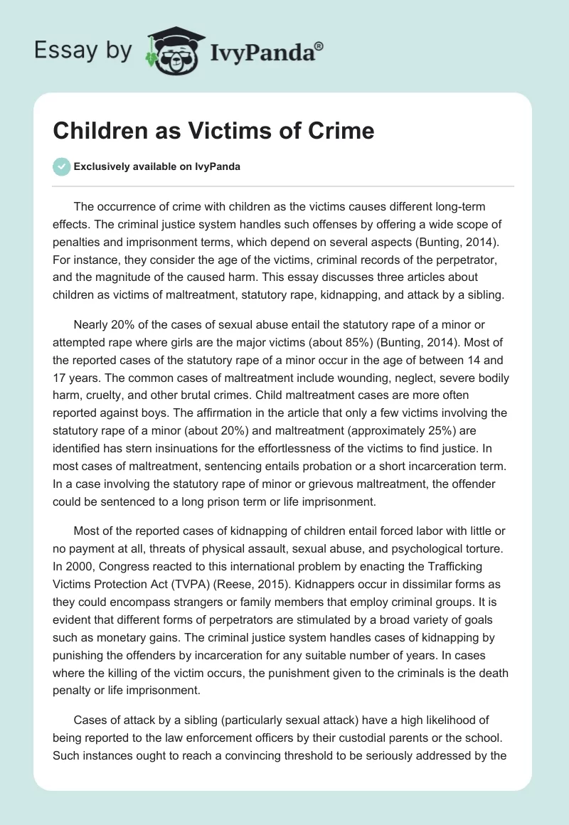 Children as Victims of Crime. Page 1
