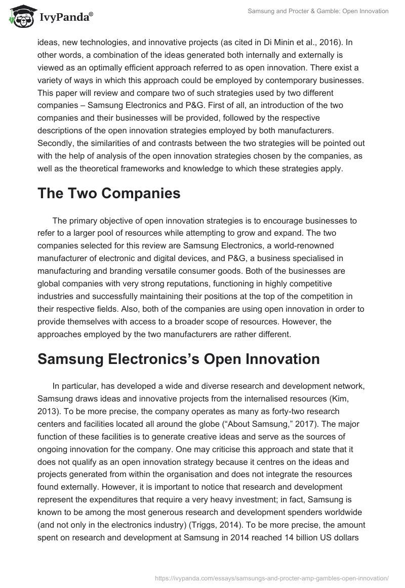 Samsung and Procter & Gamble: Open Innovation. Page 2