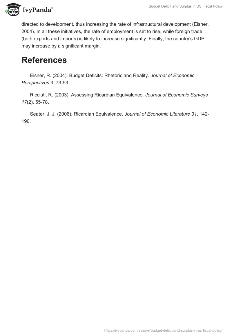 Budget Deficit and Surplus in US Fiscal Policy. Page 3