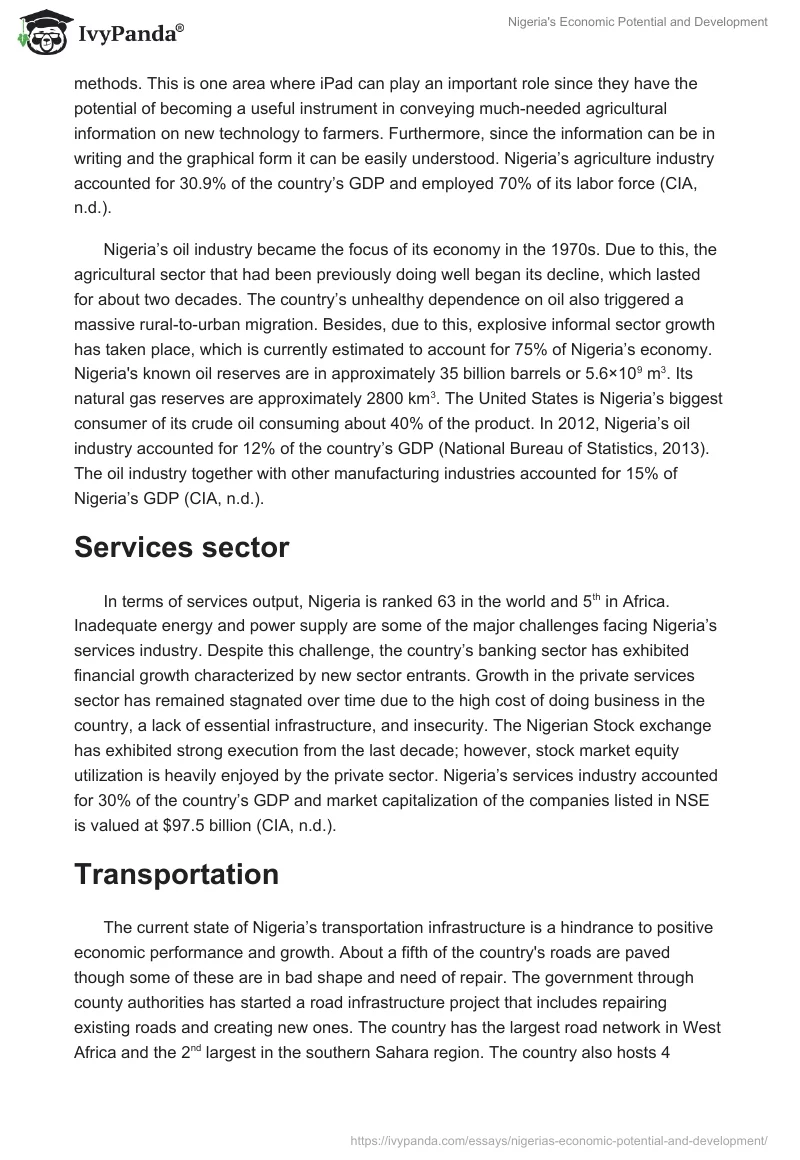 Nigeria's Economic Potential and Development. Page 2