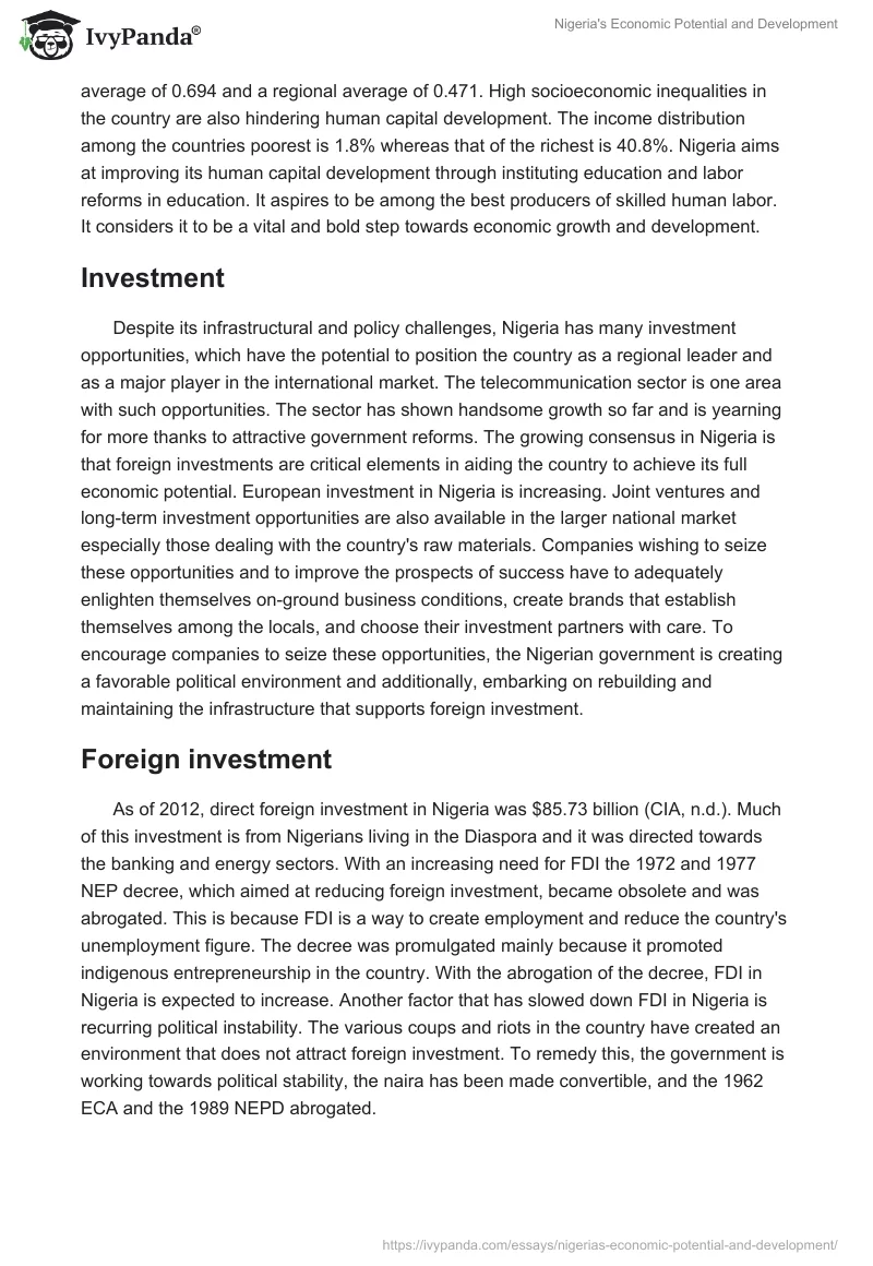 Nigeria's Economic Potential and Development. Page 4