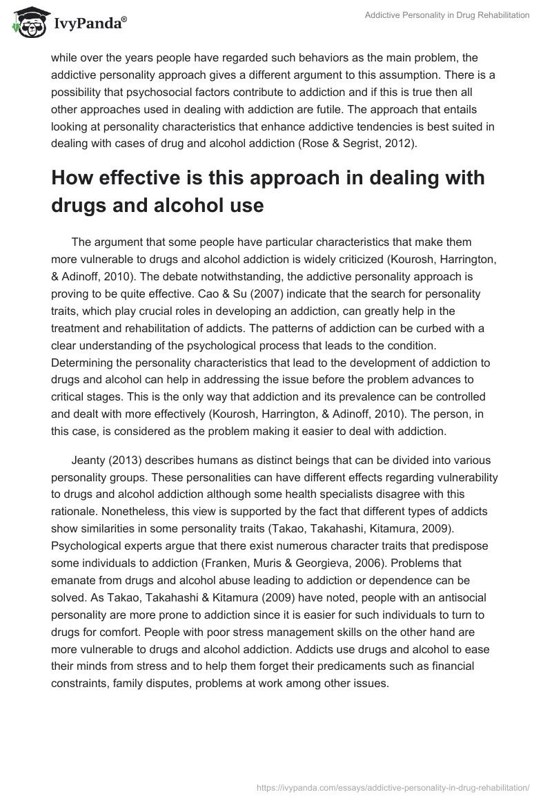 Addictive Personality in Drug Rehabilitation. Page 2