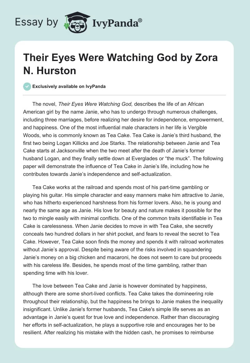 "Their Eyes Were Watching God" by Zora N. Hurston. Page 1