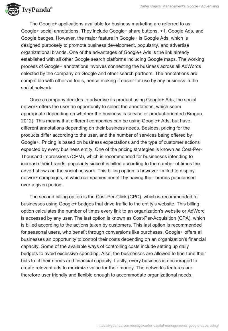 Carter Capital Management's Google+ Advertising. Page 2