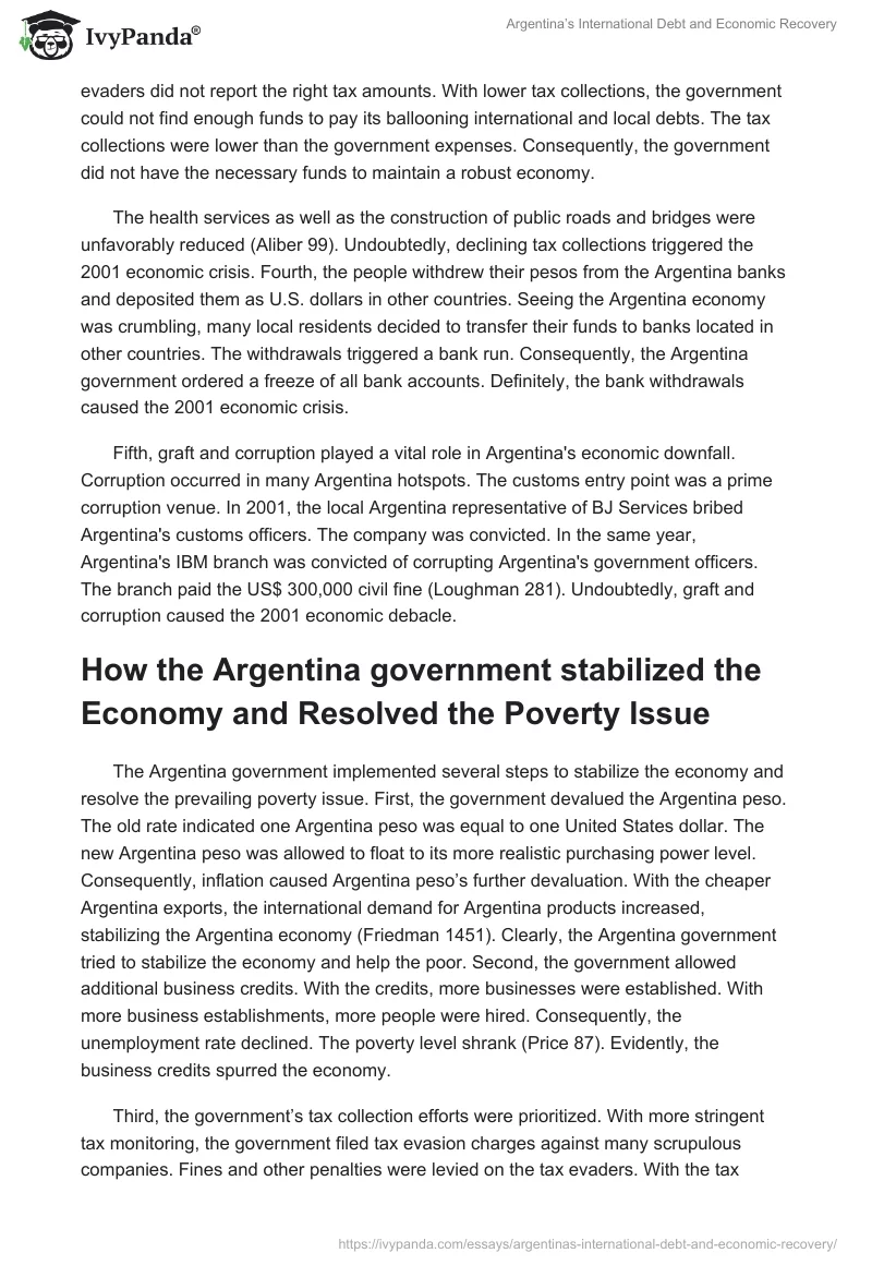 Argentina’s International Debt and Economic Recovery. Page 2