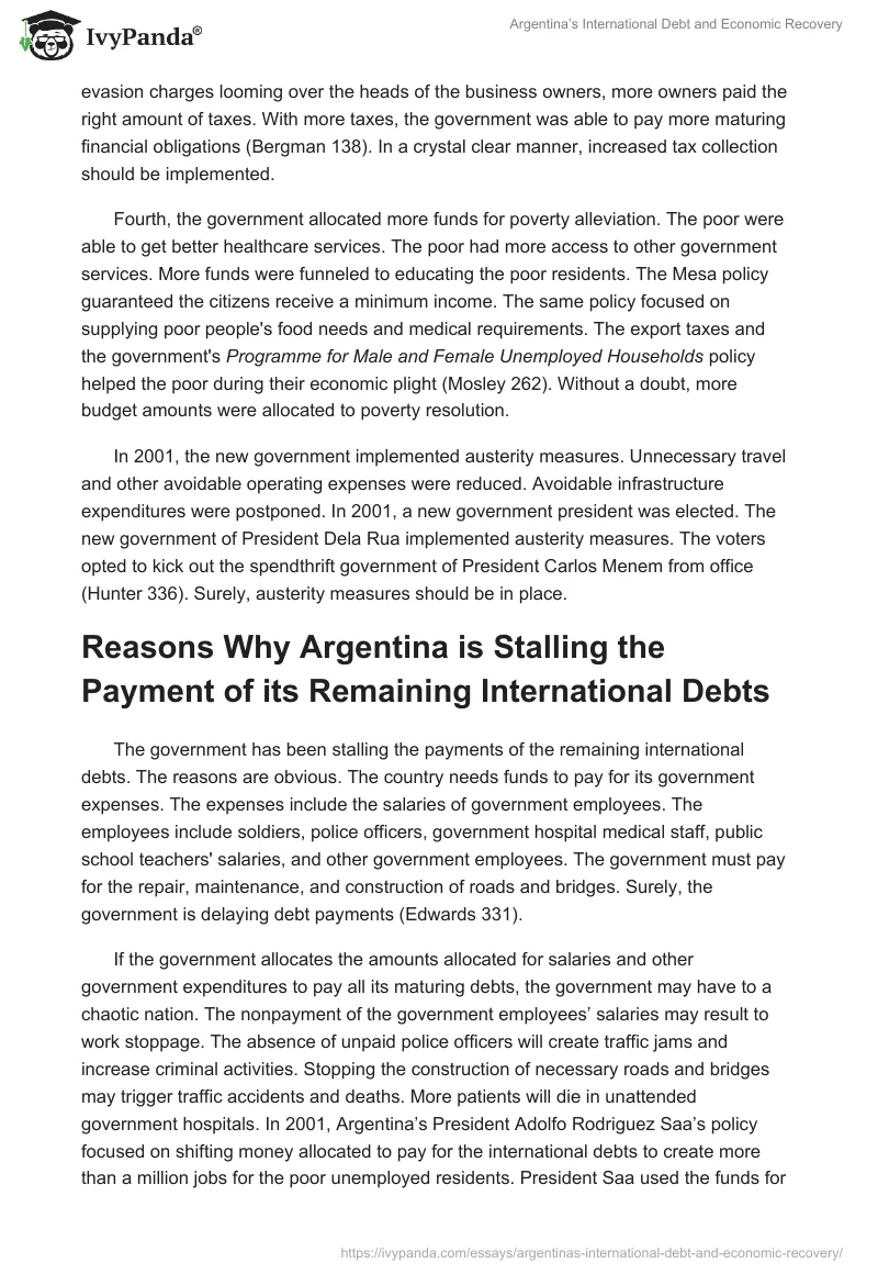 Argentina’s International Debt and Economic Recovery. Page 3