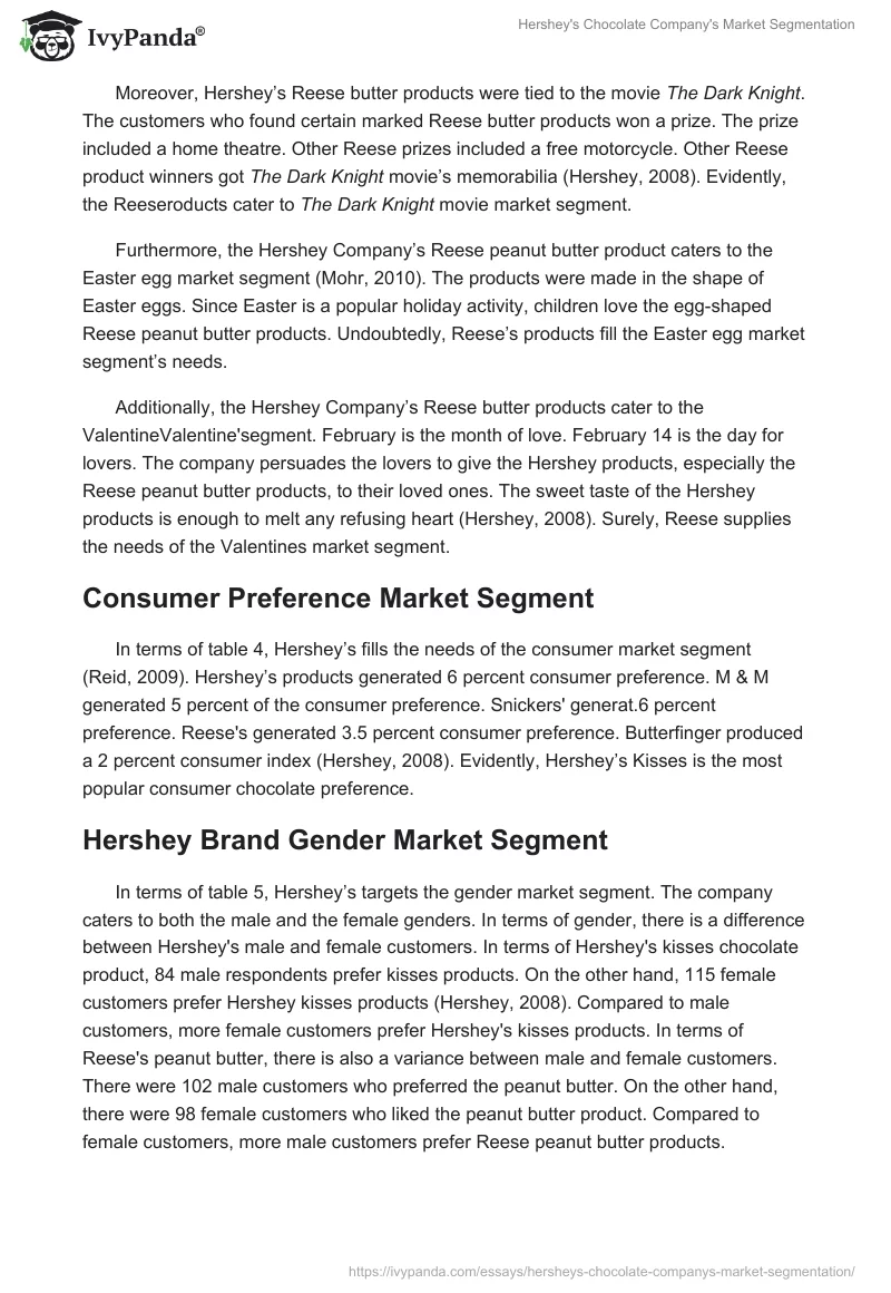 Hershey's Chocolate Company's Market Segmentation. Page 4