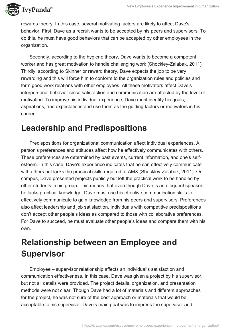 New Employee’s Experience Improvement in Organization. Page 2