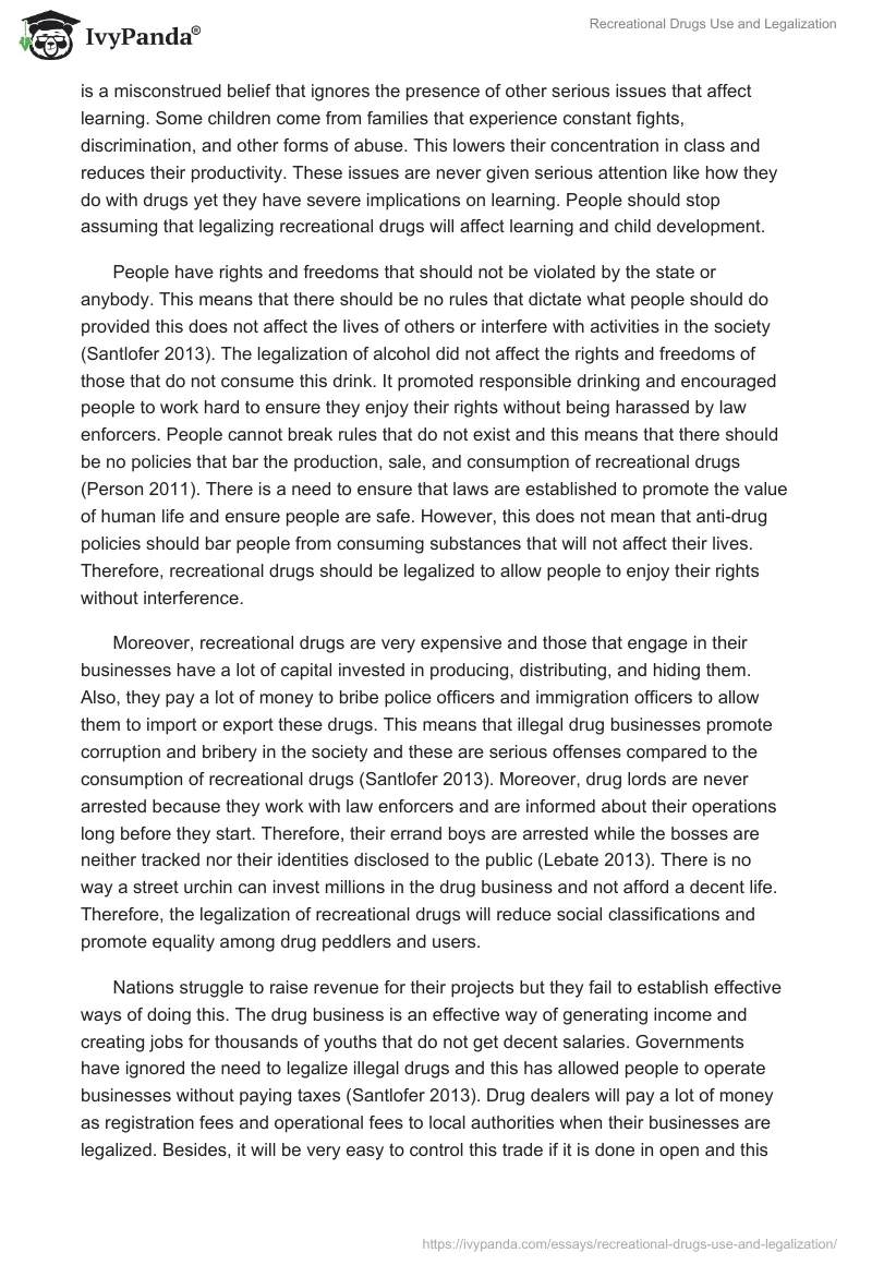 Recreational Drugs Use and Legalization. Page 2