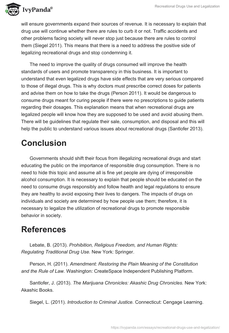 Recreational Drugs Use and Legalization. Page 3
