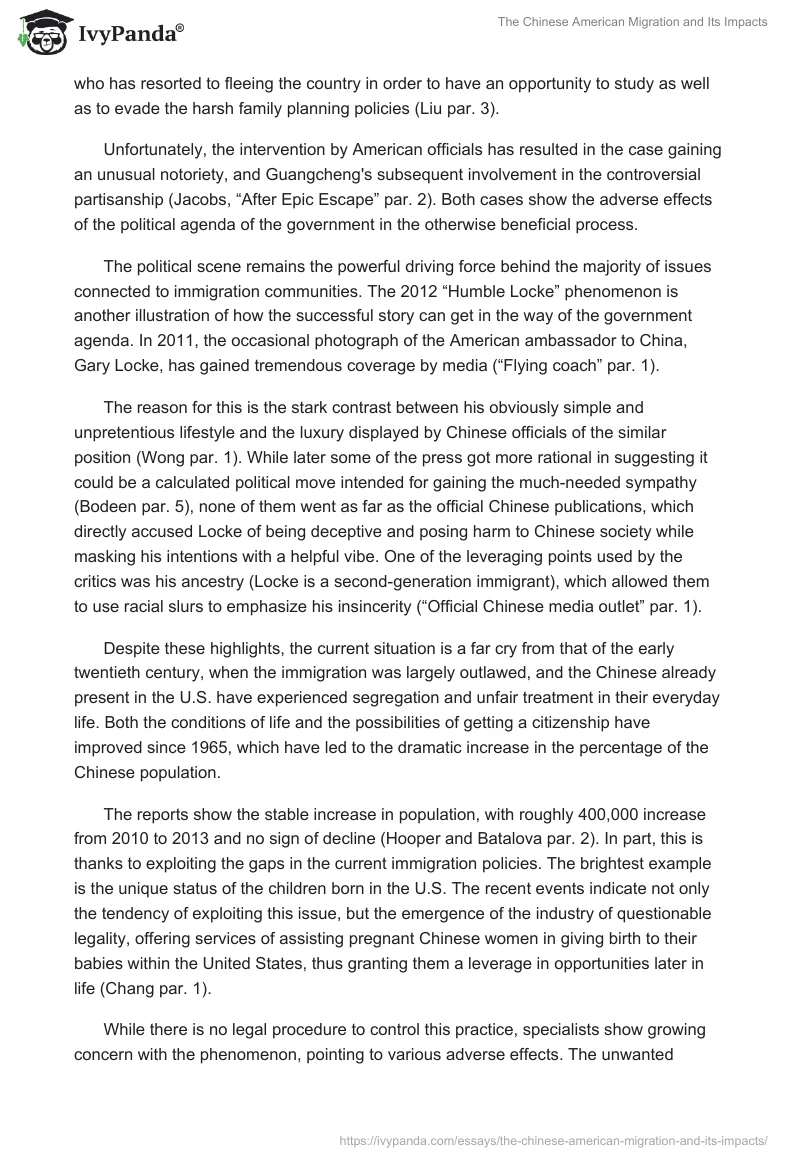 The Chinese American Migration and Its Impacts. Page 2
