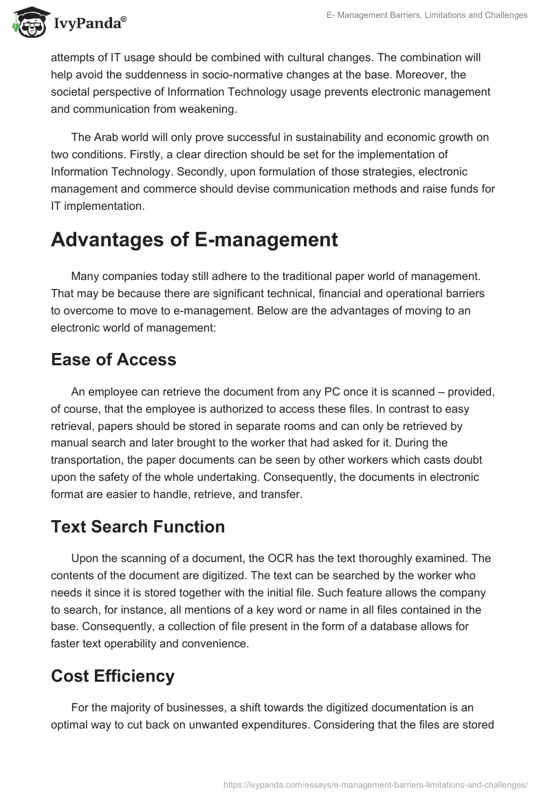 E- Management Barriers, Limitations and Challenges. Page 3