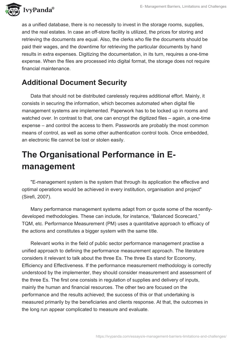 E- Management Barriers, Limitations and Challenges. Page 4