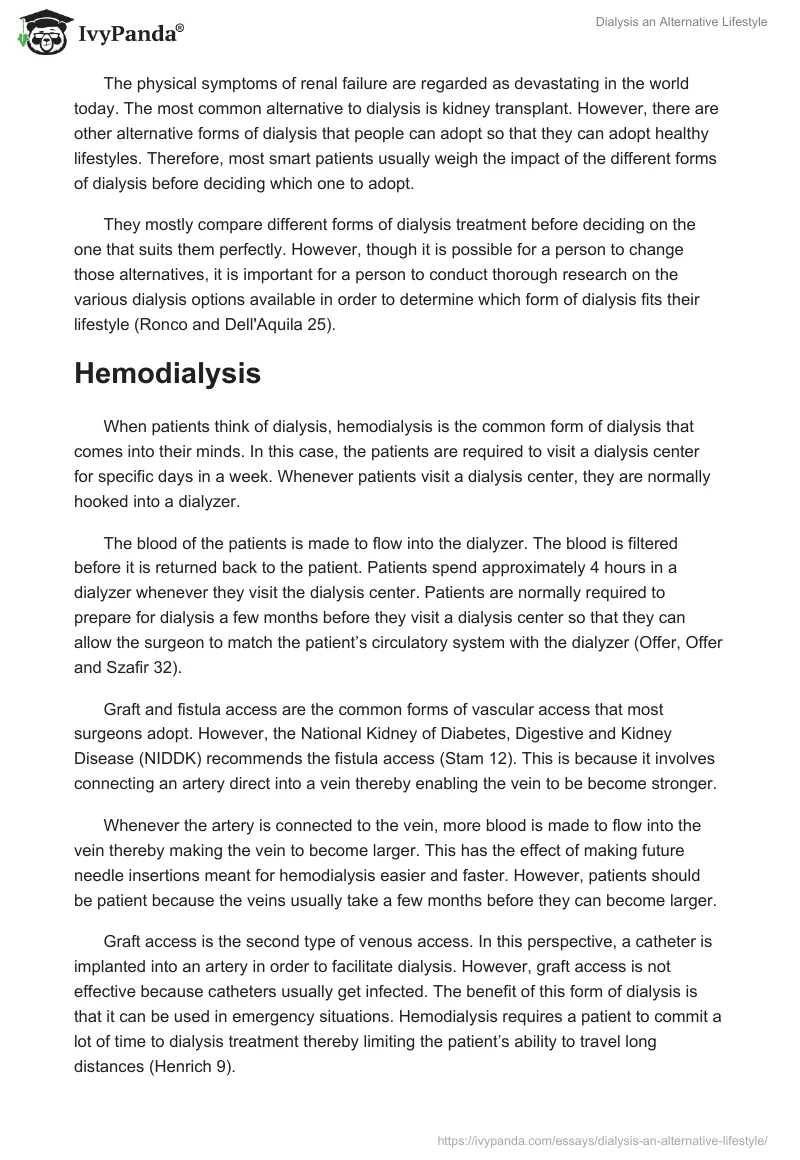 Dialysis an Alternative Lifestyle. Page 4