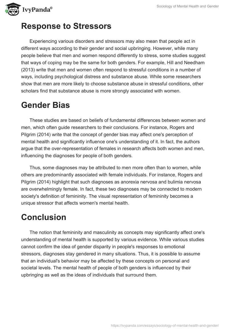 Sociology of Mental Health and Gender. Page 2