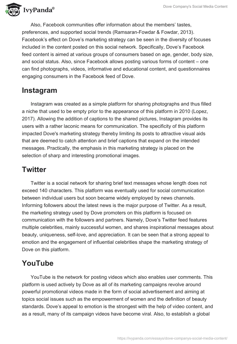 Dove Company's Social Media Content. Page 2