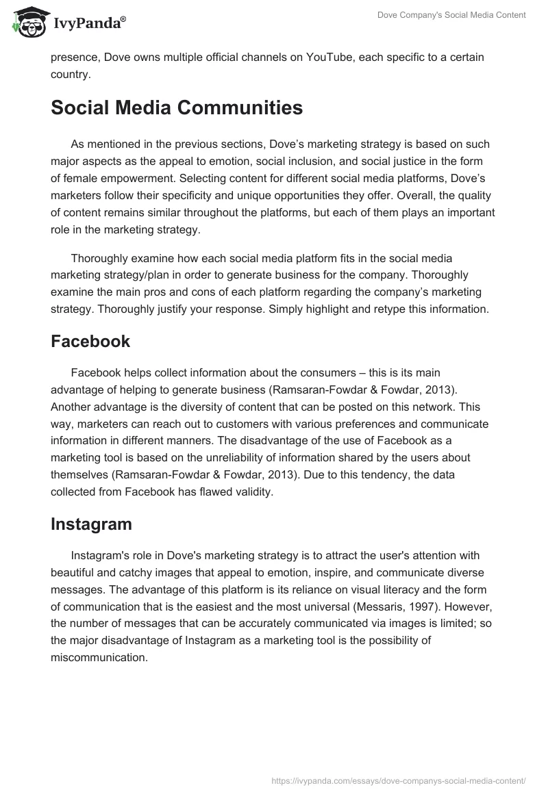 Dove Company's Social Media Content. Page 3