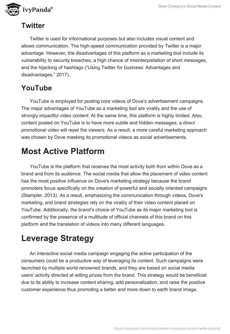 Dove Company's Social Media Content. Page 4