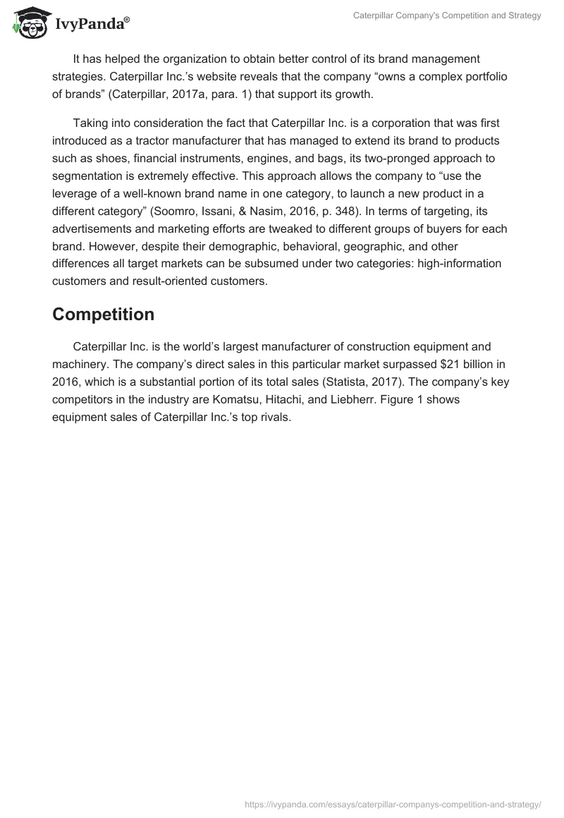 Caterpillar Company's Competition and Strategy. Page 2